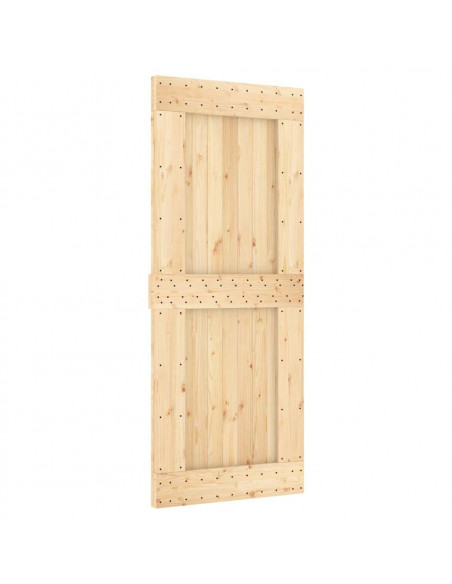 Porta Scorrevole con Set Hardware 85x210 cm Legno Massello Pino