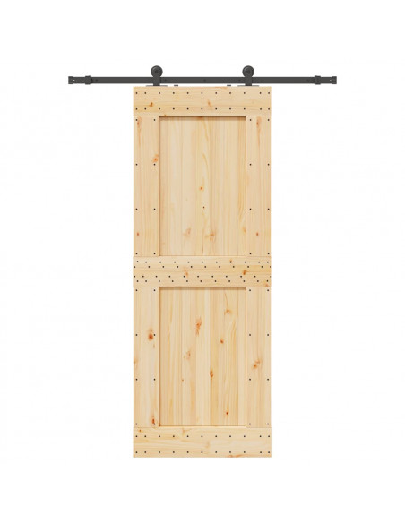 Porta Scorrevole con Set Hardware 85x210 cm Legno Massello Pino