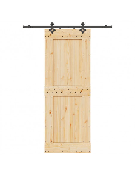 Porta Scorrevole con Set Hardware 85x210 cm Legno Massello Pino