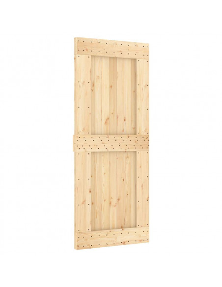 Porta Scorrevole con Set Hardware 85x210 cm Legno Massello Pino