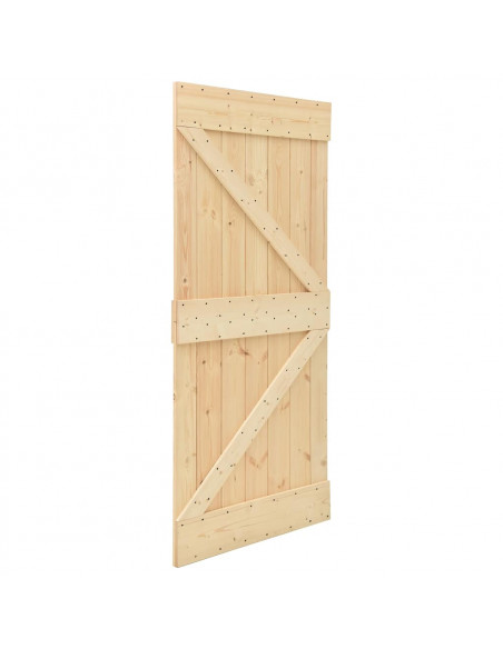 Porta Scorrevole con Set Hardware 80x210 cm Legno Massello Pino