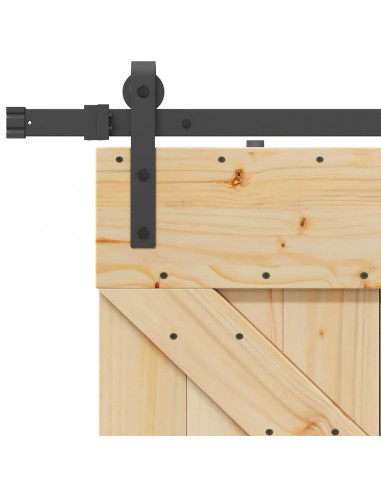Porta Scorrevole con Set Hardware 80x210 cm Legno Massello Pino