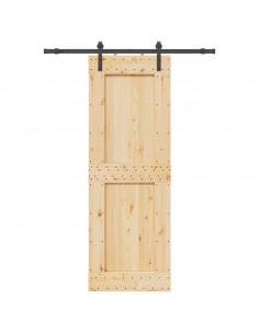Porta Scorrevole con Set Hardware 80x210 cm Legno Massello Pino