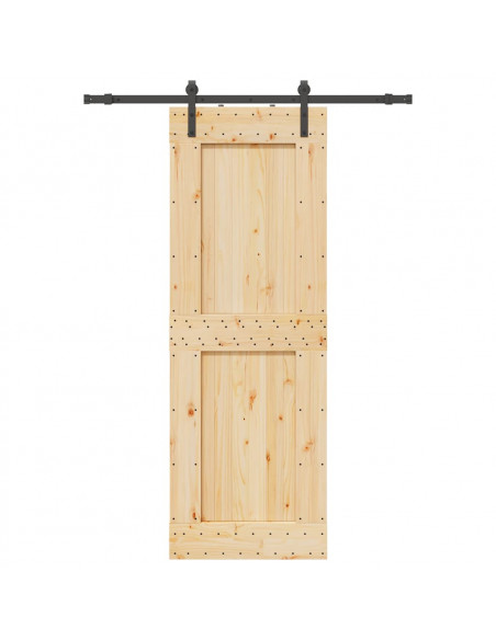 Porta Scorrevole con Set Hardware 80x210 cm Legno Massello Pino