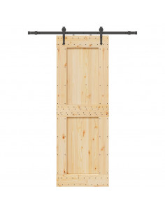 Porta Scorrevole con Set Hardware 80x210 cm Legno Massello Pino