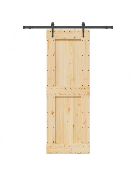 Porta Scorrevole con Set Hardware 80x210 cm Legno Massello Pino