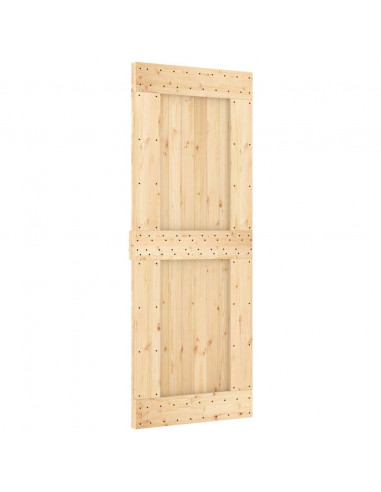 Porta Scorrevole con Set Hardware 80x210 cm Legno Massello Pino