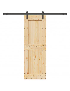 Porta Scorrevole con Set Hardware 80x210 cm Legno Massello Pino