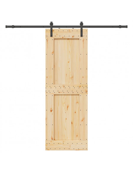 Porta Scorrevole con Set Hardware 80x210 cm Legno Massello Pino