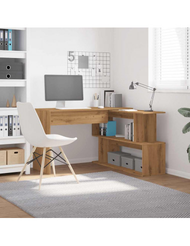 Scrivania Angolo Rovere Artigianale 200,5x50x76 cm Truciolato