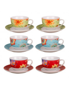 Set tazze te Amicasa Art.40 FLOWERS con piattino Colori assortiti