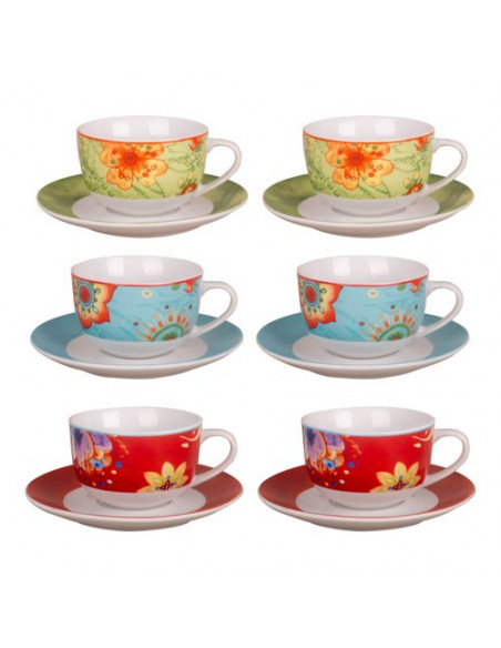 Set tazze te Amicasa Art.40 FLOWERS con piattino Colori assortiti