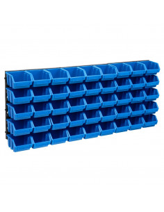 Kit Contenitori 48 pz con Pannelli a Parete Blu e Nero
