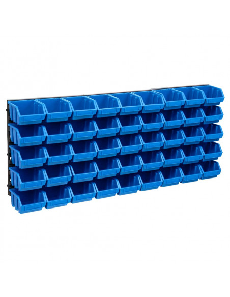 Kit Contenitori 48 pz con Pannelli a Parete Blu e Nero