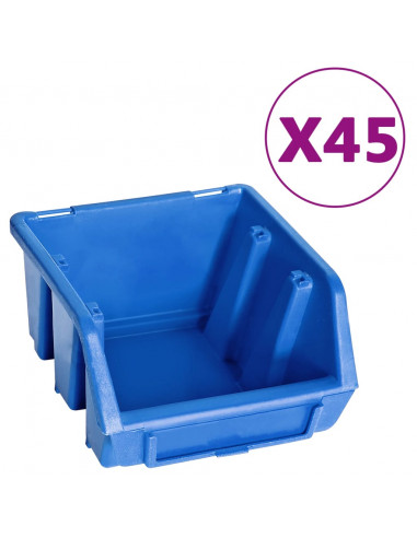 Kit Contenitori 48 pz con Pannelli a Parete Blu e Nero