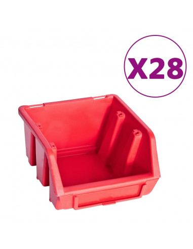 Kit Contenitori 141 pz con Pannelli a Parete Rosso e Nero