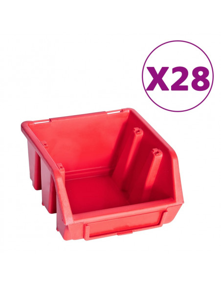 Kit Contenitori 141 pz con Pannelli a Parete Rosso e Nero