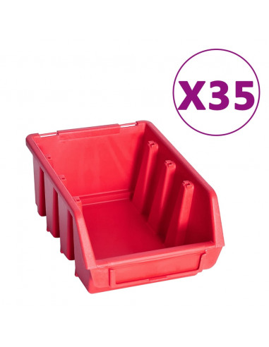 Kit Contenitori 141 pz con Pannelli a Parete Rosso e Nero