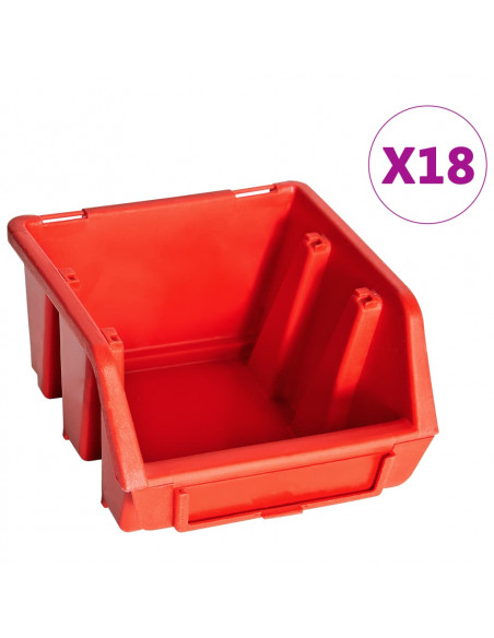 Kit Contenitori 32 pz con Pannelli a Parete Rosso e Nero