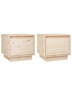Comodini 2 pz 35x34x32 cm in Legno Massello di Pino 2