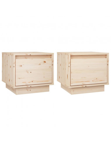 Comodini 2 pz 35x34x32 cm in Legno Massello di Pino