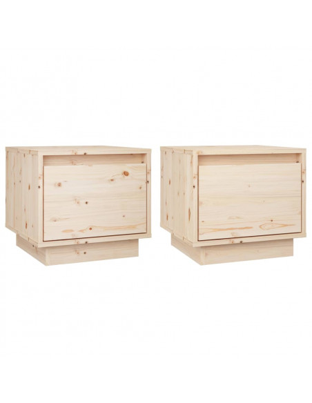 Comodini 2 pz 35x34x32 cm in Legno Massello di Pino