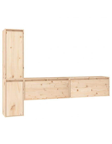 Mobili Porta TV 4 pz in Legno Massello di Pino