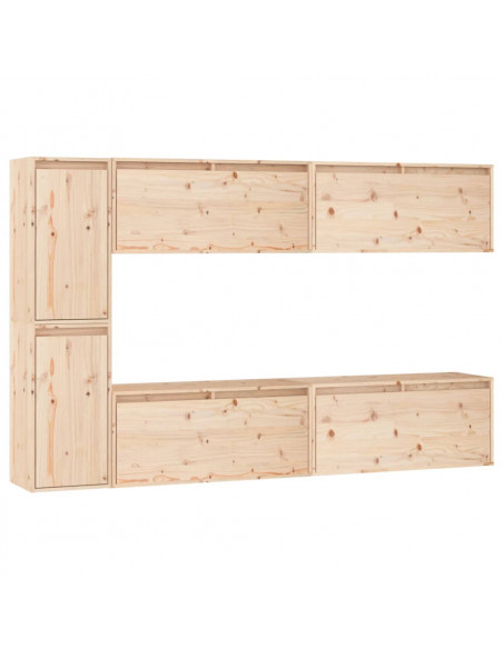 Mobili Porta TV 6 pz in Legno Massello di Pino