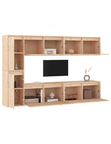 Mobili Porta TV 6 pz in Legno Massello di Pino