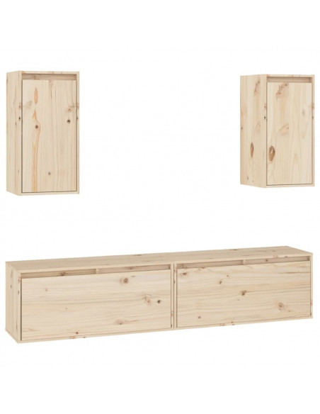Mobili Porta TV 4 pz in Legno Massello di Pino