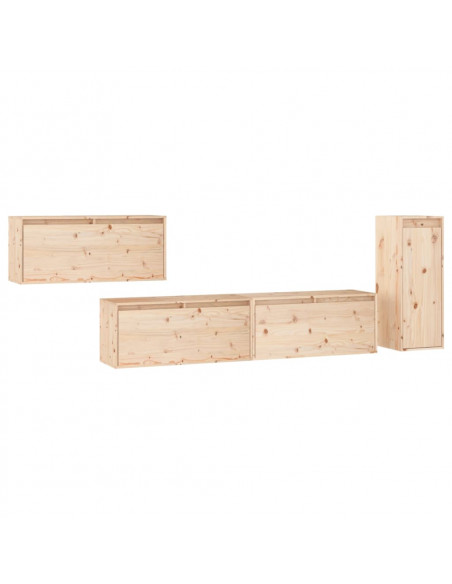 Mobili Porta TV 4 pz in Legno Massello di Pino