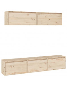 Mobili Porta TV 5 pz in Legno Massello di Pino