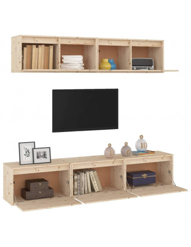 Mobili Porta TV 5 pz in Legno Massello di Pino