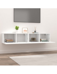 Mobili TV 2 pz Bianchi 80x30x30 cm in Legno Multistrato 2