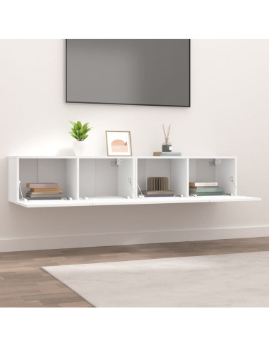 Mobili TV 2 pz Bianchi 80x30x30 cm in Legno Multistrato