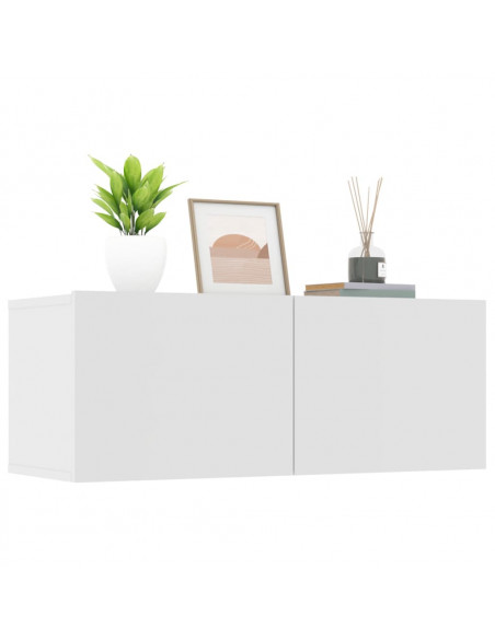 Mobili TV 2 pz Bianchi 80x30x30 cm in Legno Multistrato