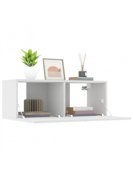 Mobili TV 2 pz Bianchi 80x30x30 cm in Legno Multistrato