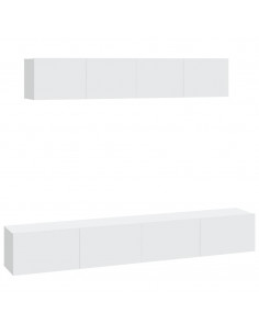Set di Mobili Porta TV 4 pz Bianco in Legno Multistrato