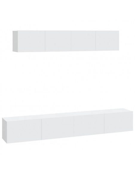 Set di Mobili Porta TV 4 pz Bianco in Legno Multistrato