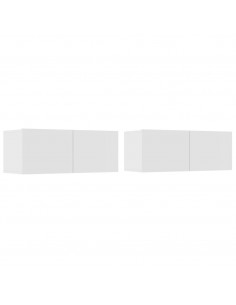 Set di Mobili Porta TV 4 pz Bianco in Legno Multistrato 2