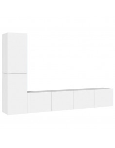 Set di Mobili Porta TV 4 pz Bianco in Legno Multistrato