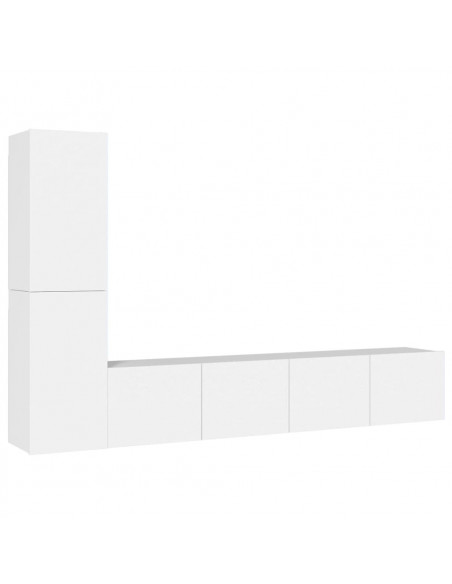 Set di Mobili Porta TV 4 pz Bianco in Legno Multistrato