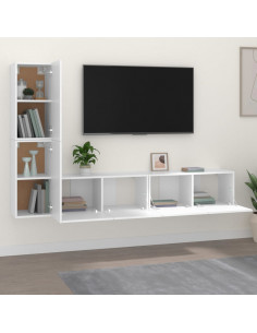 Set di Mobili Porta TV 4 pz Bianco in Legno Multistrato 2