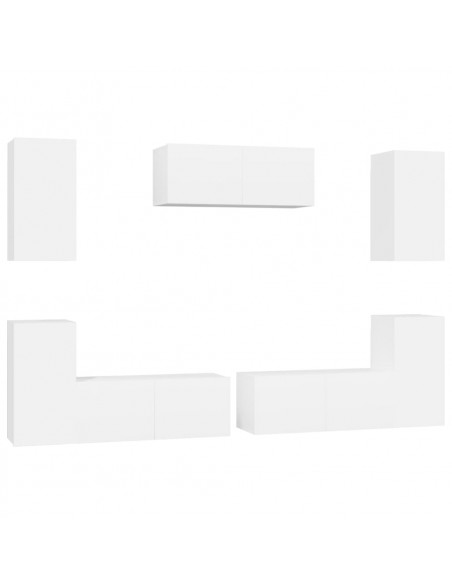 Set di Mobili Porta TV 7 pz Bianco in Legno Multistrato