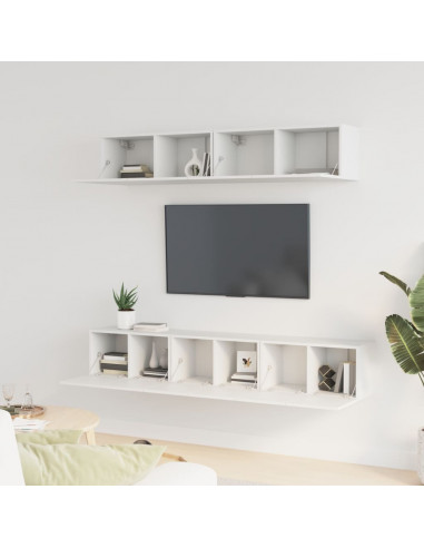 Set di Mobili Porta TV 5 pz Bianco in Legno Multistrato
