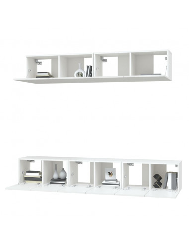 Set di Mobili Porta TV 5 pz Bianco in Legno Multistrato