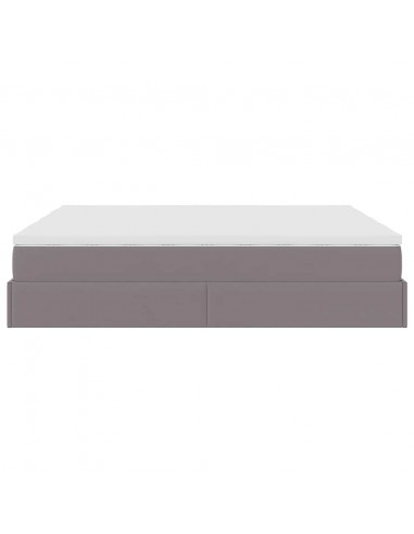 Struttura Letto Pouf con Materassi Grigio 200x200 cm Similpelle