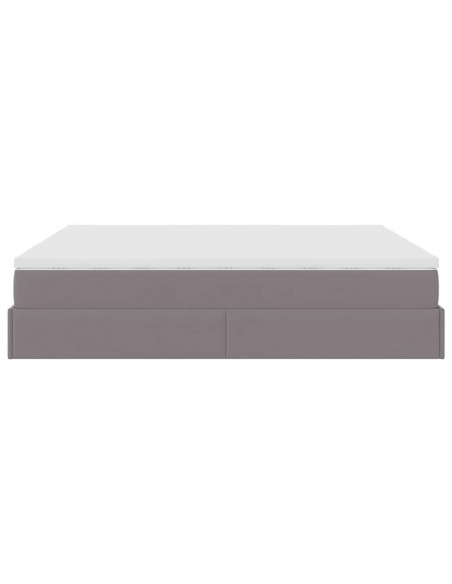 Struttura Letto Pouf con Materassi Grigio 200x200 cm Similpelle