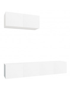 Set Mobili Porta TV 3 pz Bianco in Legno Multistrato