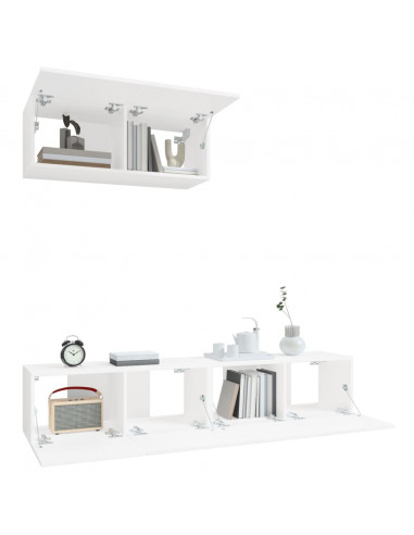 Set Mobili Porta TV 3 pz Bianco in Legno Multistrato